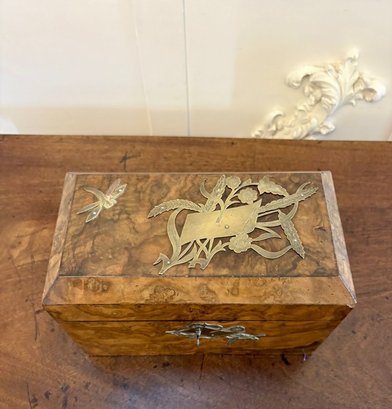 Outstanding Quality Antique Victorian Burr Walnut Tea Caddy - Image 9